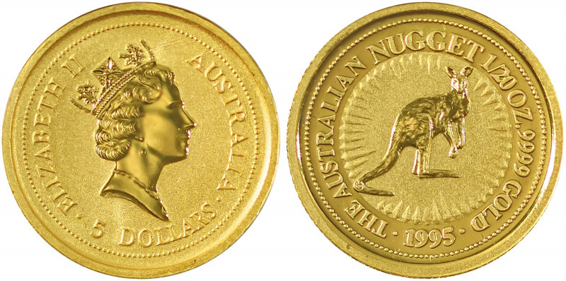 Australia, Elizabeth II, 1952-. AV Kangaroo Series 5 Dollars, 1995, AGW : 0.0500...