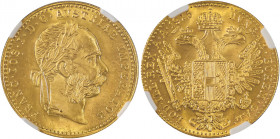 Austria, Franz Joseph I, 1848-1916. AV Ducat, 1915, Restrike, Vienna mint, AGW : 0.1106oz (KM2267; Fr. 494).

Mint state with sharp details.

Graded M...