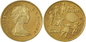 Canada, Elizabeth II, 1952-. AV Proof 100 Dollars, 1979, Royal Canadian mint, International Year of the Child, AGW : 0.5oz (KM126; Fr. 10).

Frosty ca...