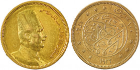 Egypt, Ahmed Fuad I, 1922-1936. AV 100 Piastres, AH1340 (1922), British Royal mint, AGW : 0.2391oz (KM341; Fr. 28).

Nice golden tone and strong detai...