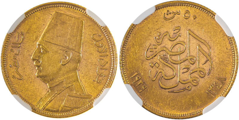 Egypt, Ahmed Fuad I, 1922-1936. AV 50 Piastres, AH 1348 (1929), British Royal mi...