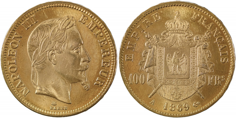 France, Napoleon III, 1852-1870. AV 100 Francs, 1869A, Paris mint, AGW : 0.9335o...
