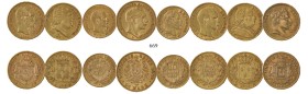 France, Mixed lot of 8 gold coins, 20 Francs (7), France 1811A [2], 1814A, 1819A, 1860A, 1863A, Belgium 1870 and Prussia 20 Mark 1889 . Total AGW : 1....