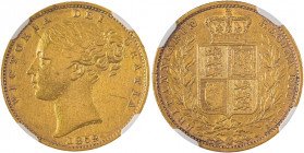 Great Britain, Victoria, 1837-1901. AV ‘Shield’ Sovereign, 1852, London mint, AGW : 0.2355oz (KM736.1; S-3852C; Fr. 387e).

Old golden tone, most wear...