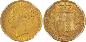 Great Britain, Victoria, 1837-1901. AV ‘Shield’ Sovereign, 1853, London mint, W.W. raised, AGW: 0.2355oz (KM736.1; S-3852C; Fr. 387e).

An example wit...