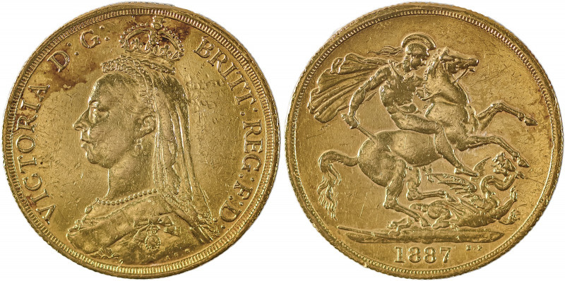Great Britain, Victoria, 1837-1901. AV 2 Pounds (Sovereign), 1887, London mint, ...