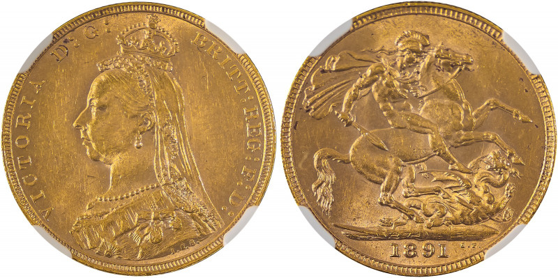 Great Britain, Victoria, 1837-1901. AV Sovereign, 1891, St George type, London m...