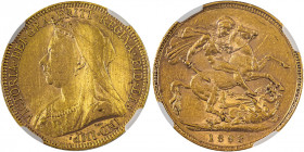 Great Britain, Victoria, 1837-1901. AV Sovereign, 1893, London mint, AGW : 0.2355oz (KM785; S-3874; Fr. 396).

Strong details remaining on portrait, n...