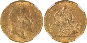Great Britain, Edward VII, 1901-1910. AV Sovereign, 1903, London mint, AGW : 0.2355oz (KM805; S-3969; Fr. 400).

Nice old cabinet tone with underlying...