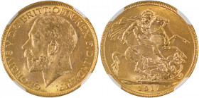 Great Britain, George V, 1910-1936. AV Sovereign, 1911, London mint, AGW : 0.2355oz (KM820; S-3996; Fr. 404).

Lustrous with very sharp details.

Grad...