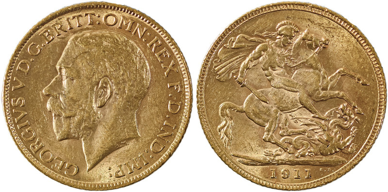 Great Britain, George V, 1910-1936. AV Sovereign, 1911, London mint, AGW : 0.235...