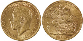 Great Britain, George V, 1910-1936. AV Sovereign, 1911, London mint, AGW : 0.2355oz (KM820; S-3996; Fr. 404).

Lustrous with strong details. Uncircula...