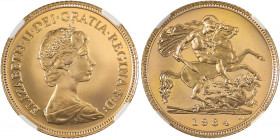 Great Britain, Elizabeth II, 1952-. AV Proof 1/2 Sovereign, 1984, Royal Mint, AGW: 0.1177oz (KM922; S-SB1).

Magnificent coin with superb mirror-like ...