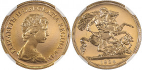 Great Britain, Elizabeth II, 1952-. AV Proof Sovereign, 1984, Royal mint, AGW: 0.2355oz (KM919; S-SC1).

Magnificent coin with superb mirror-like fiel...
