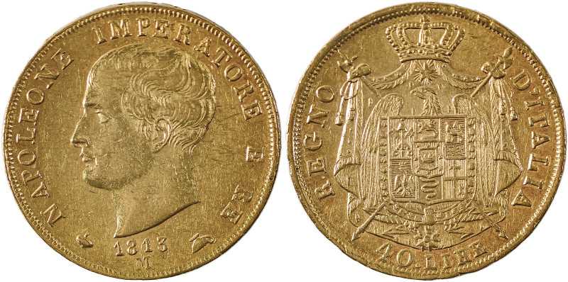 Italian States, Milan, Kingdom of Napoleon, 1805-1814. AV 40 Lire, 1813M, Mailan...