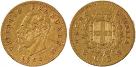 Italian States, Sardinia, Vittorio Emanuele II, 1861-1878. AV 5 Lire, 1863T BN, Turin mint, AGW : 0.0466oz (KM17; Fr. 16)

Attractive golden tone and ...