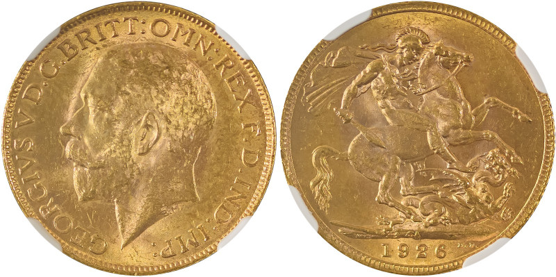 South Africa, George V, 1910-1936. AV Sovereign, 1926SA, Pretoria mint, AGW : 0....
