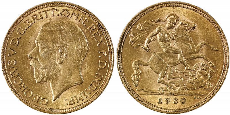 South Africa, George V, 1910-1936. AV Sovereign, 1930SA, Pretoria mint, AGW : 0....