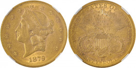 USA, Liberty Head. AV 20 Dollars, 1879S, San Francisco mint, AGW: 0.9677oz (KM74.3; Fr. 178).	Attractive tone with underlying luster, some bagmarks on...