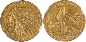 USA, Indian Head. AV 2 1/2 Dollars, 1914D, Denver mint, AGW : 0.1210oz (KM128; Fr. 121).

Pleasant golden tone, light marks, once cleaned.	Graded UNC ...