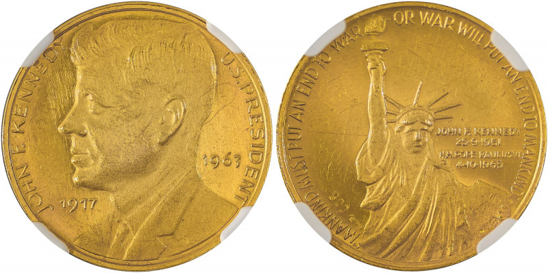 USA, AV Proof Medal, 1965, 7.00g, stamped .900, AGW: 0.2025oz. Commemorating Joh...