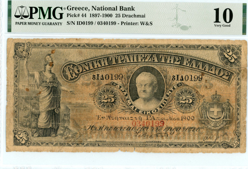 National Bank Of Greece ( ΕΘΝΙΚΗ ΤΡΑΠΕΖΑ ΕΛΛΑΔΟΣ )
25 Drachmai, 1 April 1900
S/N...