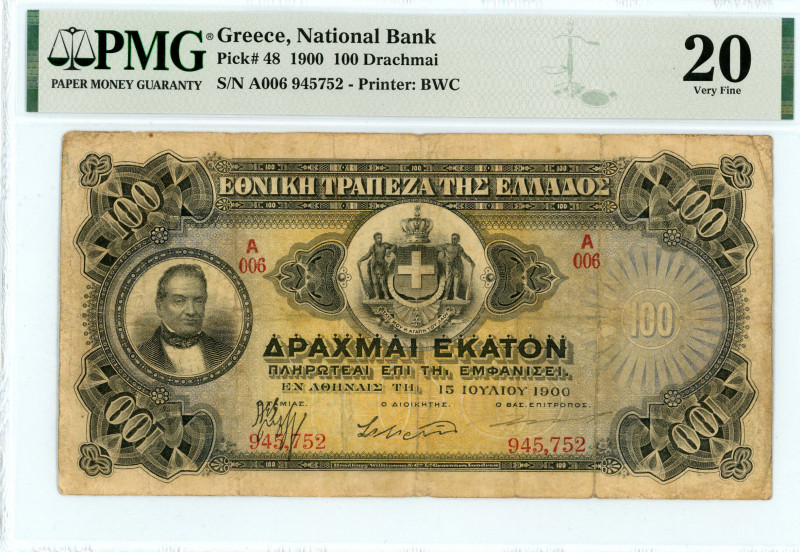 National Bank Of Greece ( ΕΘΝΙΚΗ ΤΡΑΠΕΖΑ ΕΛΛΑΔΟΣ )
100 Drachmai/Francs, 15 July ...