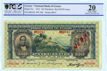 National Bank Of Greece ( ΕΘΝΙΚΗ ΤΡΑΠΕΖΑ ΕΛΛΑΔΟΣ ) 
100 Drachmai, 17 February 1922 (1922 NEON Issue) 
S/N MO041-997594
Red 'NEON' overprint
Signature ...