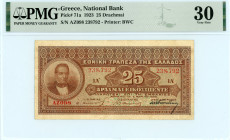 National Bank Of Greece ( ΕΘΝΙΚΗ ΤΡΑΠΕΖΑ ΕΛΛΑΔΟΣ ) 
25 Drachmai, 5 March 1923
S/N IA-AZ098 238792
Printer Bradbury, Wilkinson & Co.
Pick 71a; Pitidis ...
