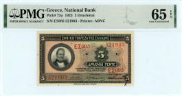 National Bank Of Greece ( ΕΘΝΙΚΗ ΤΡΑΠΕΖΑ ΕΛΛΑΔΟΣ ) 
5 Drachmai, 28 April 1923 
S/N EΣ095-521903
Signature by rubber-stamp
Printer American Bank Note C...