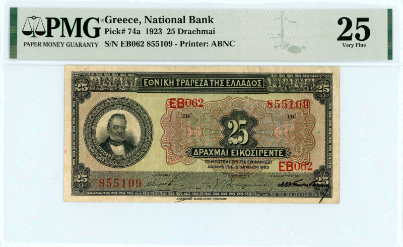 National Bank Of Greece ( ΕΘΝΙΚΗ ΤΡΑΠΕΖΑ ΕΛΛΑΔΟΣ ) 
25 Drachmai, 15 April 1923 
...