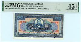 National Bank Of Greece ( ΕΘΝΙΚΗ ΤΡΑΠΕΖΑ ΕΛΛΑΔΟΣ ) 
10 Drachmai, 15 July 1926 
S/N ΘΓ030-519158
Signature Papadakis
Printer American Bank Note Company...