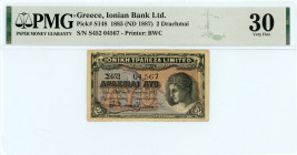 Ionian Bank ( IONIKH ΤΡΑΠΕΖΑ ) 
2 Drachmai, 21 December 1885 ( 1897 )
S/N Σ452-04,567
Signature Panourias-Koskinas
Printer Bradbury Wilkinson & Co.
Pi...