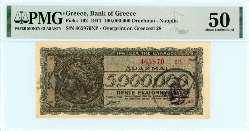 Local Issues 
Nafplion 100.000.000 Drachmai, 19 September 1944 
S/N 465970 ΞΠ
Na...