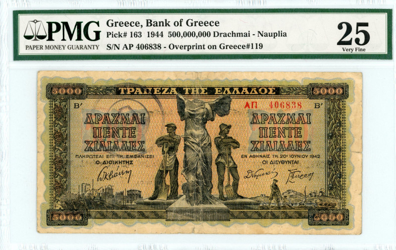 Local Issues 
Nafplion 500.000.000 Drachmai, 19 September 1944 
S/N ΑΠ 406838
Na...