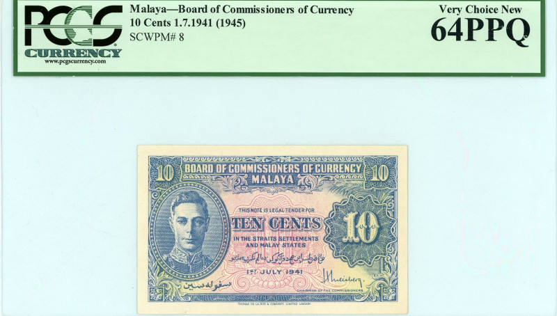 Malaya - Board of Commissioners of Currency 
British Administration 10 Cents, 1 ...