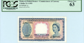 Malaya & British Borneo - Board of Commissioners of Currency
British Administration 1 Dollar, 21 March 1953
S/N A/90-457595
Printer Waterlow & Sons
Pi...