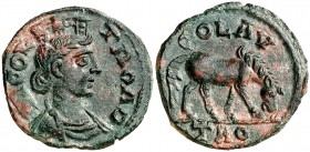 (s. III d.C.). Troas. Alejandría Troas. AE 21. (S.GIC. 4917 var) (BMC. XVII, 50 var) 5,40 g. Pátina verde. EBC/EBC+.