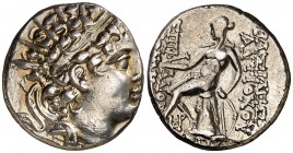 Imperio Seléucida. Antíoco VI, Dionisos (144-141 a.C.). Antioquía ad Orontem. Dracma. (S. 7073 var) (CNG. IX, 1036a). 4,20 g. MBC+.
