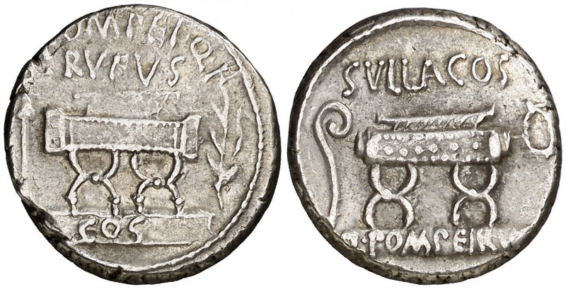 (hacia 54 a.C.). Gens Pompeia. Denario. (Bab. 5) (Craw. 434/2). 3,95 g. MBC/MBC+...