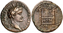(12-14 d.C.). Tiberio. As. (Spink 1756) (Co. 37) (RIC. 245, de Augusto). 11,74 g. MBC+/MBC.