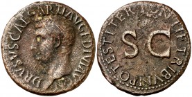 (23 d.C.). Druso. As. (Spink 1794) (Co. 2) (RIC. 45, de Tiberio). 10,76 g. Pequeñas incisiones en anverso. MBC.