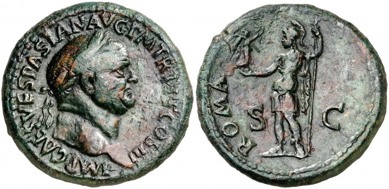 (71 d.C.). Vespasiano. Sestercio. (Spink 2331) (Co. 419) (RIC. 190). 23,95 g. Ca...