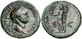 (71 d.C.). Vespasiano. Sestercio. (Spink 2331) (Co. 419) (RIC. 190). 23,95 g. Campos algo repasados. EBC-.