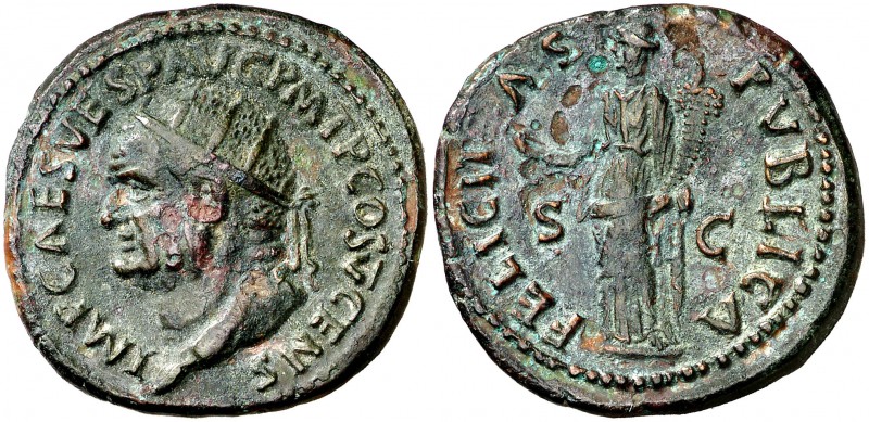 (74 d.C.). Vespasiano. Dupondio. (Spink 2346) (Co. 152) (RIC. 716). 12,36 g. MBC...