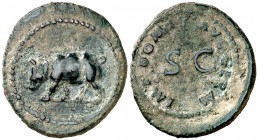 (84-85 d.C.). Domiciano. Cuadrante. (Spink 2835) (Co. 674) (RIC. 250). 3,19 g. Pátina verde. MBC+.