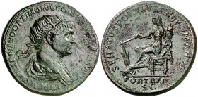 (116 d.C.). Trajano. Dupondio. (Spink falta) (Co. 160) (RIC. 653). 11,84 g. Pátina verde. MBC+.