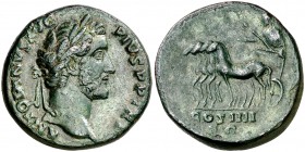 (146 d.C.). Antonino pío. Sestercio. (Spink 4168) (Co. 320) (RIC. 767a). 21,50 g. Pátina verde. MBC+.