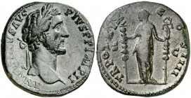 (155-156 d.C.). Antonino pío. Sestercio. (Spink 4248) (Co. 988) (RIC. 943a). 23,65 g. Ex Numismatik Naumann 07/05/2017, nº 742. MBC+.