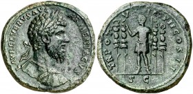 (165 d.C.). Lucio Vero. Sestercio. (Spink 5380) (Co. 188) (RIC. 1426). 27,54 g. Pátina verde. MBC+.